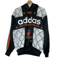 adidas　パーカー　80s vintage　80年代　プルオーバー　トラックライン　総柄　トレフォイル　刺しゅう　バックロゴ　切替　ジャージ　スウェット　デサント社　日本製　スポーツ　古着