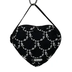 LESPORTSAC(レスポートサック) ハンドバッグ - 黒×白 花柄/刺繍/ハート