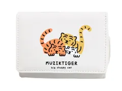 23MZS00IN-WH 折財布 三つ折り財布 コンパクト財布 ミニウォレット ムジークタイガー MUZIK TIGER トラ とら 虎 タイガー 韓国 コリア キャラクター 合皮 ラウンドファスナー メンズ レディース キッズ ユニセックス 無地 23MZS