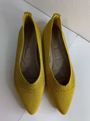新品 25cm イエロー パンプス ミュール 幅広 ソフト フィット 楽ちん 軽
