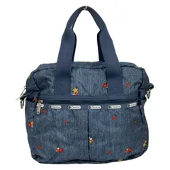 LESPORTSAC(レスポートサック) ハンドバッグ - ブルーグレー×レッド×マルチ 刺繍/フラワー(花)