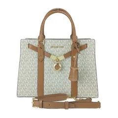MICHAEL KORS マイケルコース トートバッグ ヌーヴォー ハミルトン ラージ サッチェル 30F9G0HS3B アイボリー系 ブラウン系 PVC レザー レディース 2WAY ショルダーバッグ MKシグネチャー ゴールド金具 美品