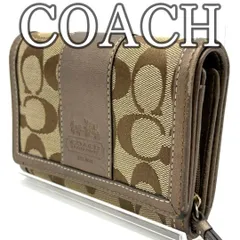 COACH コーチ 二つ折り財布 Bi-Fold Wallet キャンバス レザー ベージュ ゴールド シグネチャー L字ファスナー L字ジップ コンパクト 小銭入れ付き レディース メンズ ユニセックス