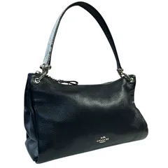 COACH コーチ ヘビ柄アクセント ブラック ペブルレザー 2WAY ワンショルダーバッグ キングラム[68]