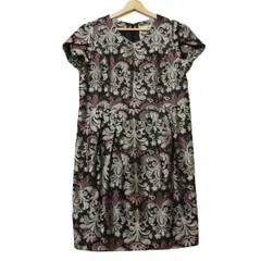 Rose Tiara(ローズティアラ) ワンピース サイズ42 L レディース美品  - ダークグレー×ライトパープル×マルチ 半袖/ひざ丈