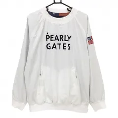 【美品】パーリーゲイツ スニード 白×ネイビー 蓄熱裏地 フロントロゴ メンズ 6(XL) ゴルフウェア PEARLY GATES