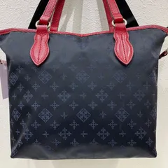 7679　russet ラシット　2way　ハンドバッグ　トートバッグ　ショルダーバッグ　紺　ネイビー　赤　レッド　ナイロン　レザー　モノグラム　総柄　肩がけ　斜めがけ　クロスボディ