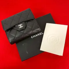 極 美品 箱付 シール有 CHANEL シャネル マトラッセ ココマーク キャビアスキン 三つ折り 財布 ウォレット 札入れ 小銭入れ ブラック 37196