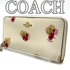 COACH コーチ 長財布 Long Wallet PVC レザー ホワイト 白 フラワー 花柄 ラウンドファスナー ジップアラウンド 小銭入れ付き 多収納 レディース