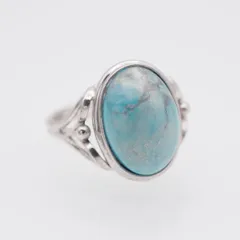 L460 ターコイズ トルコ石 リング デザイン シルバー 指輪 ヴィンテージ 12月誕生石 10号