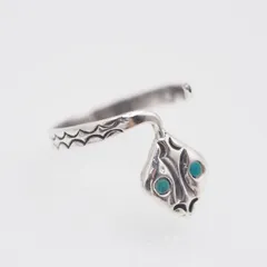 L318 ターコイズ風 MEXICO刻印 リング 蛇 ヘビ スネーク デザイン シルバー 指輪 ヴィンテージ メキシカンジュエリー メキシコ製 13号