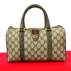 ほぼ未使用 GUCCI グッチ オールドグッチ ヴィンテージ シェリーライン GG ロゴ 金具 レザー ハンドバッグ ミニ ボストンバッグ 茶 69651
