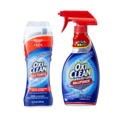 オキシクリーン マックスフォース セット（スプレー +ジェルスティック）/ プレケア アメリカ製 つけ置き 液体 洗濯 oxiclean 衣類用 酵素 洗濯洗剤 シミ取り しみ抜き Yシャツ 襟 袖