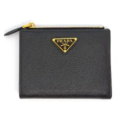 プラダ PRADA プラダ トライアングル 二つ折り財布 サフィアーノ 1ML050 ブラック【中古】