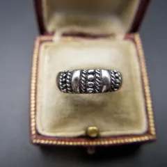 ケーブル パターン ロープ編み 925 シルバー ヴィンテージ リング テーパード 銀 指輪 ユニセックス Y12-B