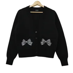 Kate spade(ケイトスペード) カーディガン サイズXS レディース美品  - 黒 長袖/リボン/ビジュー