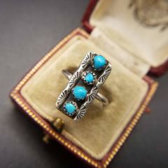 VINTAGE ドロップ ターコイズ ネイティブ ヴィンテージ リング 18号