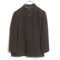 レリアン★ビッグボタンが可愛い♪ シックなスタンドネックのコート ウール サイズ13+ ダークブラウン系 z16792