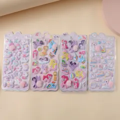 【新品】マイリトルポニー おしり ぷくぷくシール 4 枚セット マシュマロ スクイーズ 3D 立体シール 可愛い キャラクター シールセット 手帳デコ スクラップブック 日記帳