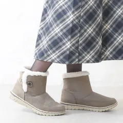 [スエードグレージュ]スノーブーツ レディース ムートンブーツ 防寒 滑らない 裏起毛 ボア 暖かい あったかい 防水 防滑 スパイク 凍結 雪 冬 ローヒール 痛くない 歩きやすい 柔らかい 疲れない 軽い 滑らない おしゃれ k157-7338003