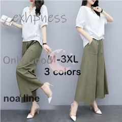 パンツスーツ レディース 40代 セットアップ 夏 おしゃれ 50代 20代 カジュアル 上下セット T 半袖 Vネック 綿麻 大きいサイズ 韓国風