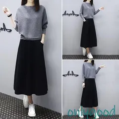 セットアップ レディース 秋冬 40代 30代 長袖 カジュアル 2点セット ニットトップス セーター 膝丈スカート 大きいサイズ おしゃれ 上品 