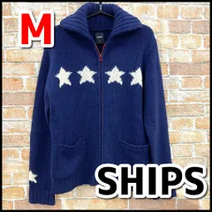 SHIPS　シップス　メンズ/紳士　カウチンジップアップセーター　ネイビー　サイズ:M　カジュアル/普段着　USED現状品　YMO12-017-07-60