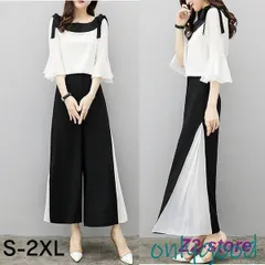 セットアップ レディース 夏 パンツスーツ 40代 ワイドパンツ カジュアル シフォン 2点セット 七分袖 服 母 おしゃれ 通勤 旅行 OL 20代 30