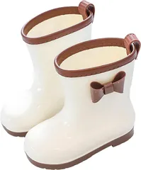 Coco&Mary(ココマリ) 長靴 キッズ レインブーツ 子供 女の子 男の子 子ども レインシューズ 履きやすい 防水 おしゃれ かわいい 滑り止め ジュニア 通園 通学 (ブラウン,  18.0～19.0 cm)