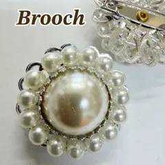 パールビーズブローチ 5個セット シルバーメタル調 手芸 ハンドメイド 材料