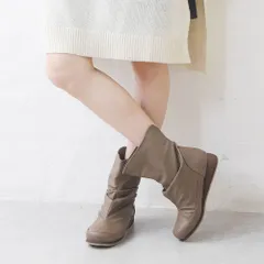 [モカ]ショートブーツ レディース 折り返し ローヒール スクエアトゥ 痛くない 歩きやすい 柔らかい 疲れない 軽量 軽い 履きやすい おしゃれ 靴 ナウシカブーツ くしゅくしゅ ルーズ 3L 25cm ゆったり k10-753003