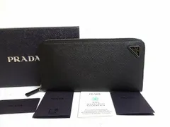 プラダ PRADA サフィアーノ トライアングル レザー ラウンドファスナー 長財布 メンズ 【未使用保管品】