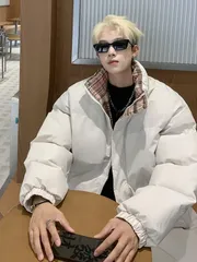 秋冬メンズカジュアルスタンドカラー綿入れゆったりおしゃれカジュアルパンウェアメンズ保温綿入れ ルーズ