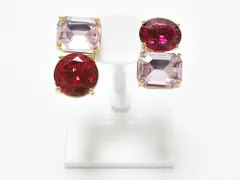 kate spade ケイトスペード ラインストーン ピアス ピンク系ストーン×ゴールドカラー アシンメトリー 両耳用 レディース アクセサリー ブランド ■質屋 かんてい局 金沢バイパス店■B25-2813