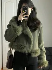 レディース 毛皮一体 裏ボア ジャケット 防寒 暖か アウター 裏起毛 もこもこコート 防寒 ファッション 普段着 お出掛け エレガント