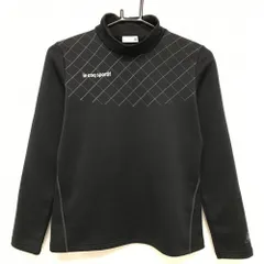 【超美品】ルコック 長袖ハイネックシャツ 黒×グレー 上部格子柄 ロゴプリント 裏起毛 レディース S ゴルフウェア le coq sportif