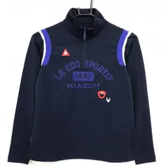 【超美品】ルコック 長袖ハイネックシャツ ダークネイビー×パープル ロゴプリント  レディース M ゴルフウェア le coq sportif