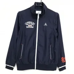 【美品】ルコック 2WAYジャケットブルゾン ネイビー×白 ロゴ刺しゅう 袖着脱可 ベスト  レディース M ゴルフウェア le coq sportif