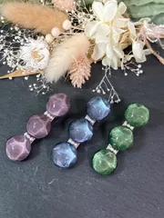 【16】ガラス カボション ヘアアクセサリー ヘアクリップ シルバー ガラスカボション マグネット 丸型 丸