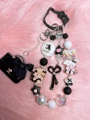 さくらみこキャラクターズキーホルダー ブラック&ホワイトキーホルダー ビーズキーホルダー