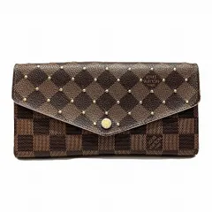 ルイヴィトン　Louis Vuitton　ダミエ　ポルトフォイユ　サラ　N60249　エベヌ　スタッズ　ローズバレリーヌ　2つ折り財布　レディース