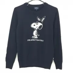 【超美品】パーリーゲイツ×PEANUTS セーター ネイビー×白 うさ耳スヌーピー ウール100% レディース 1(M) ゴルフウェア PEARLY GATES