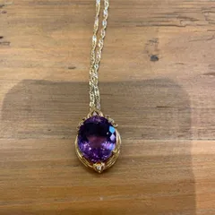 @ 18金 ゴールド 金　GOLD　gold　 宝石 チェーン ネックレス 0.05 ダイヤ　K18 紫　パープル　ミネラル　大振り　おおぶり　チェーン　necklace　accessory　お呼ばれ　デート　オフィスカジュアル　食事会