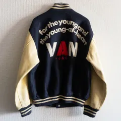 【雰囲気抜群】 VAN JAC 【袖レザー スタジャン】M ヴァン ワッペン スタジアムジャンパー レザー 25110604