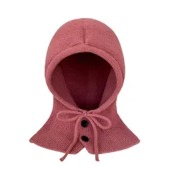 【新品】 [Eukkis] ニットフードバラクラバ ニット帽 スヌード マフラー ネックウォーマー リボン ボタン付き フード キャップ ハット帽子 レディース 可愛い 自転車通勤通学 お出かけ 秋冬防寒保温 梅ピンク 0