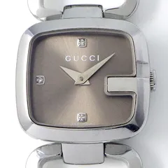 グッチ GUCCI 腕時計 Gコレクション 125.5 3ポイント ダイヤインデックス スクエア サンレイ ブラウン文字盤 SS クオーツアナログ 【中古】のサムネイル