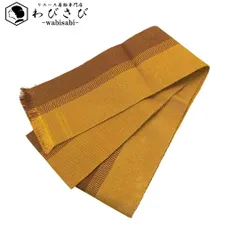 半幅帯♦︎本場黄八丈♦︎山吹色格子 本場黄八丈 半巾帯 黄八 本場黄八丈 四寸帯（半幅）Lサイズ