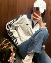 アディダスオリジナルツアーベルベットレースカラーTシャツ S