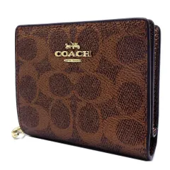 【新品】コーチ 財布 二つ折り財布 (小銭入れ有り) COACH SNAP WALLET シグネチャー キャンバス メタルロゴ Cチャーム スモールウォレット IDパスケース付き CCL96 アウトレット レディース 送料無料