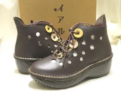 未使用品 ミライアルキ パンチングデザイン 厚底 ショートブーツ ◇ 23.0 ダークブラウン SP628 シューズ 靴 レディース レースアップ ▼7L